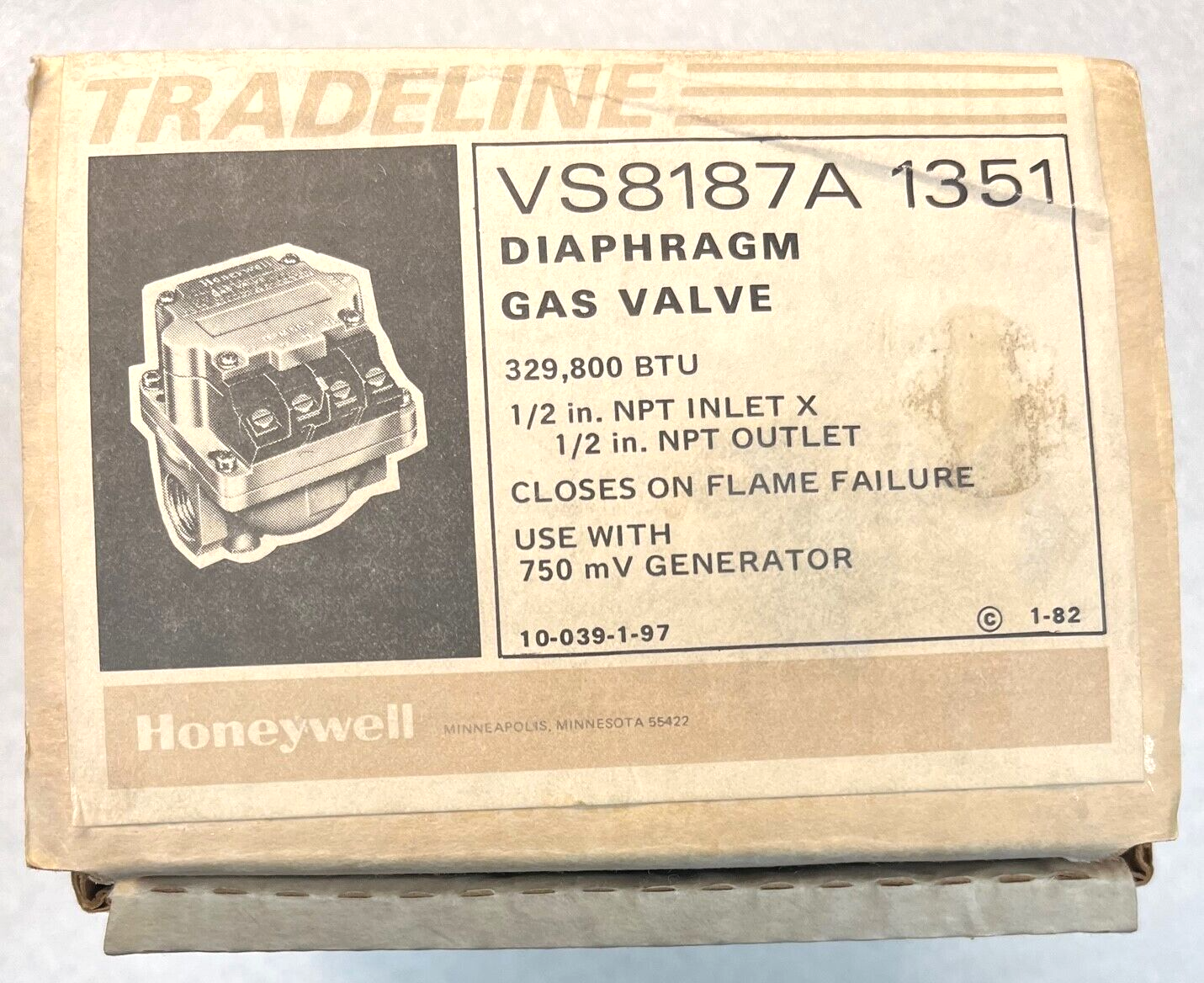 Honeywell VS8187A 1351 DIAPHRAGM GAS VALVE