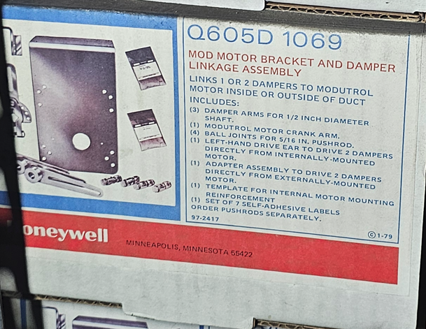Honeywell Q605D 1069 MOD Motor Bracket and Damper Linkage Assembly