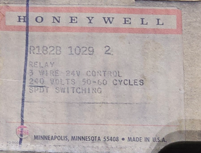 Honeywell R182B 1020 Relay