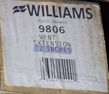 Williams Furnace Company 9806 Vent Extension Tubes for Direct Vent Furnaces - 12" Length