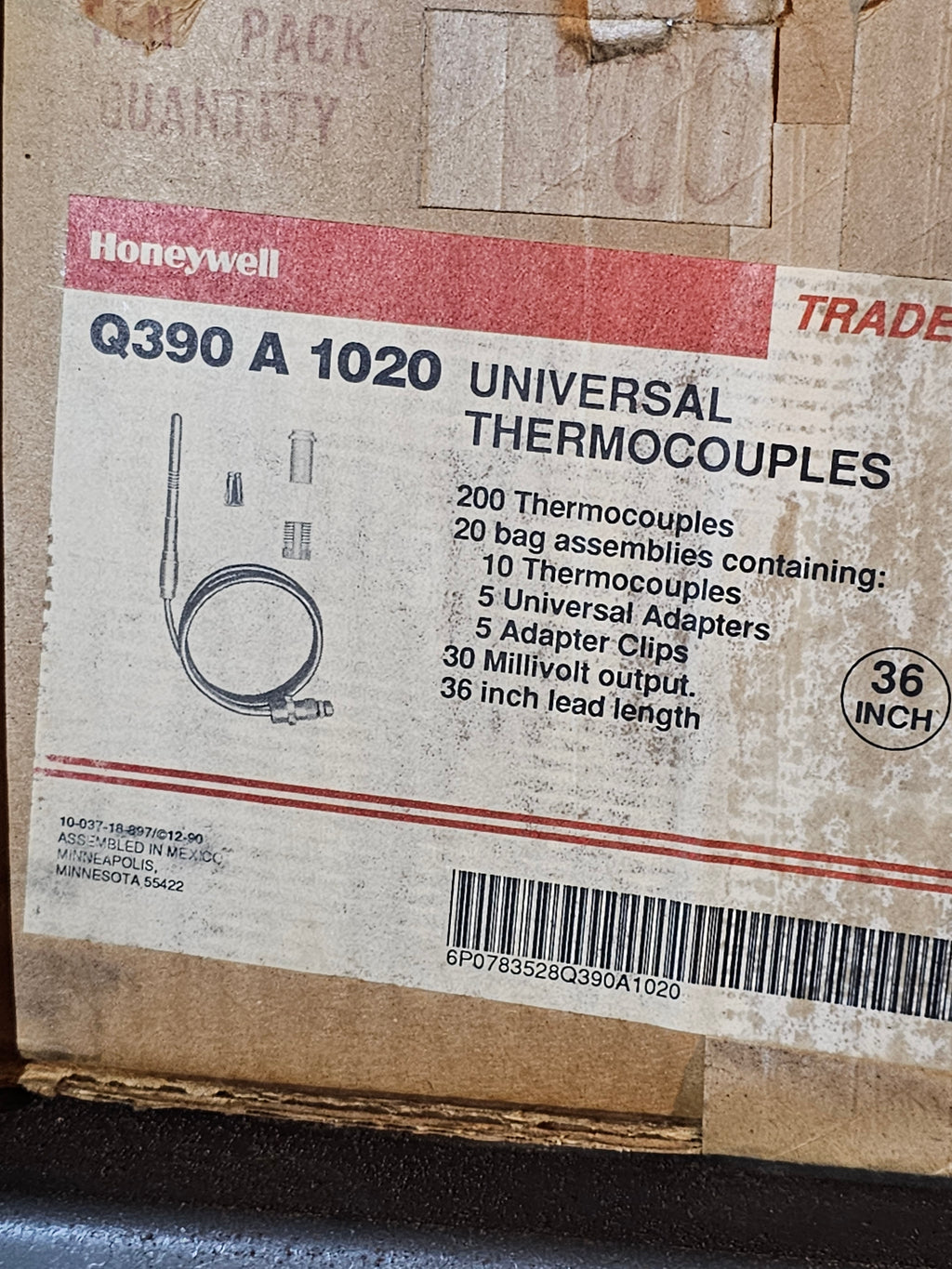 Honeywell Q390A 1020 Universal Thermocouples (36")